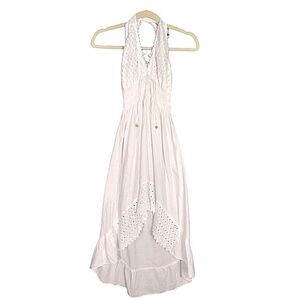Seaspice Resort Embroidered White Crochet Peruvian‎ Cotton Swim Cover-Up Dress